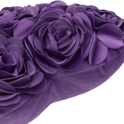 JWH Valentine's Day Throw Pillow Covers Decorative Flower Accent Pillow Cases Heart Shaped Cushion for Couch Living Room Bed Chair 14 x 16 Inches Purple