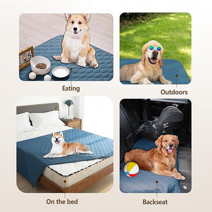 gogobunny 3X Stronger Waterproof Pet Blanket, Scratch Proof Furniture Protector for Dogs Cats, Reversible Cover 52x82 Inch, Dark Blue