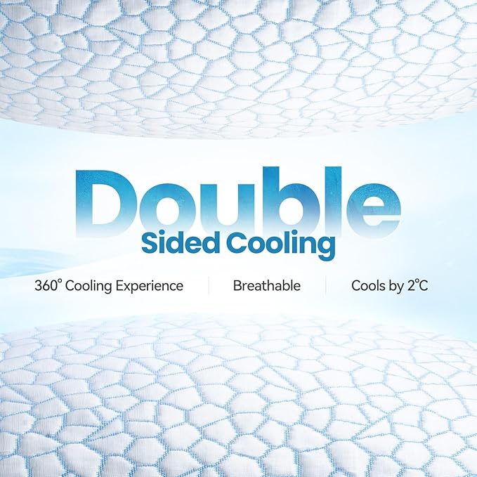 QUTOOL Double Sided Cooling Pillow for Hot Sleepers, Shredded Memory Foam Pillows King Size Set of 2, Adjustable Soft & Firm Gel Bed Pillow for Side, Back, Stomach Sleepers