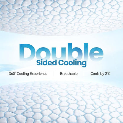 QUTOOL Double Sided Cooling Pillow for Hot Sleepers, Shredded Memory Foam Pillows King Size Set of 2, Adjustable Soft & Firm Gel Bed Pillow for Side, Back, Stomach Sleepers