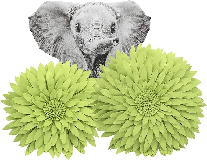 Contempo Lifestyles 3D Daisy Flower Decorative Pillow, Plush Polyester Faux Wool, 18" Flower, 16" Pillow with Insert, Solid Lime