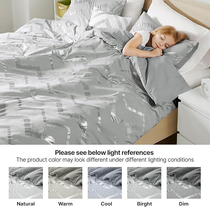 Codi Gray Twin Bedding Set for Teen Girls, Bedroom Comforter for College Dorm Girl, 3 Pieces - All Seasons Warm