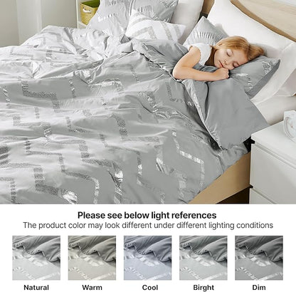 Codi Gray Twin Bedding Set for Teen Girls, Bedroom Comforter for College Dorm Girl, 3 Pieces - All Seasons Warm