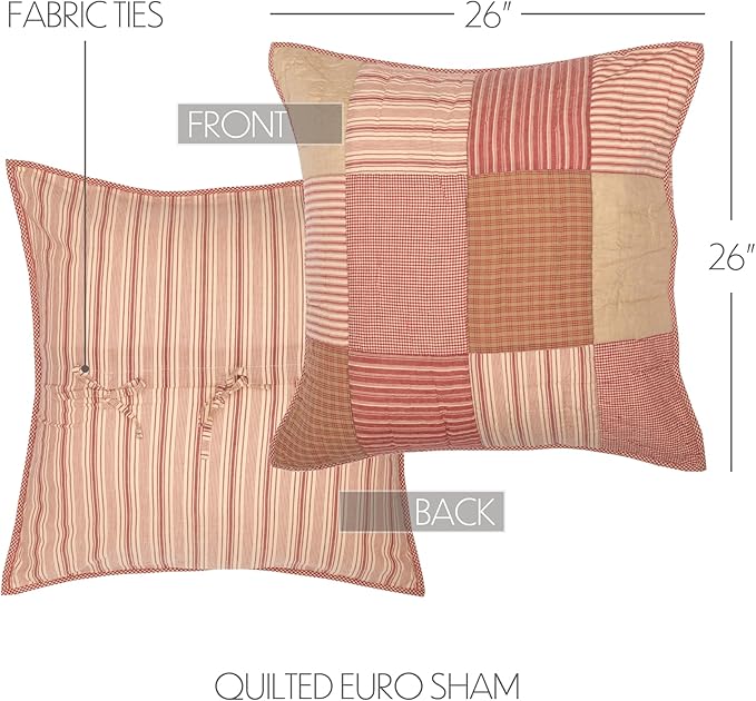 VHC Brands Sawyer Mill™ Red Quilted Euro Sham 26x26 Bedding Accessory
