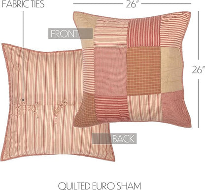 VHC Brands Sawyer Mill™ Red Quilted Euro Sham 26x26 Bedding Accessory