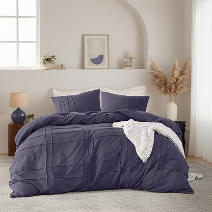 Queen Size Comforter Set Skipper Blue, 3 Pieces Bedding Set, Ultra Soft Prewashed Bed Set, Pinch Pleat All Seasons Lightweight Comforter and Shams