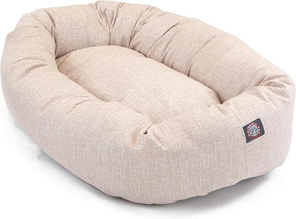 Majestic Pet 40 Inch Bagel Calming Dog Bed Washable – Cozy Soft Round Dog Bed with Spine Support for Dogs to Rest Their Head - Fluffy Donut Puppy Mat 40x29x9 (Inch) Large – Pink