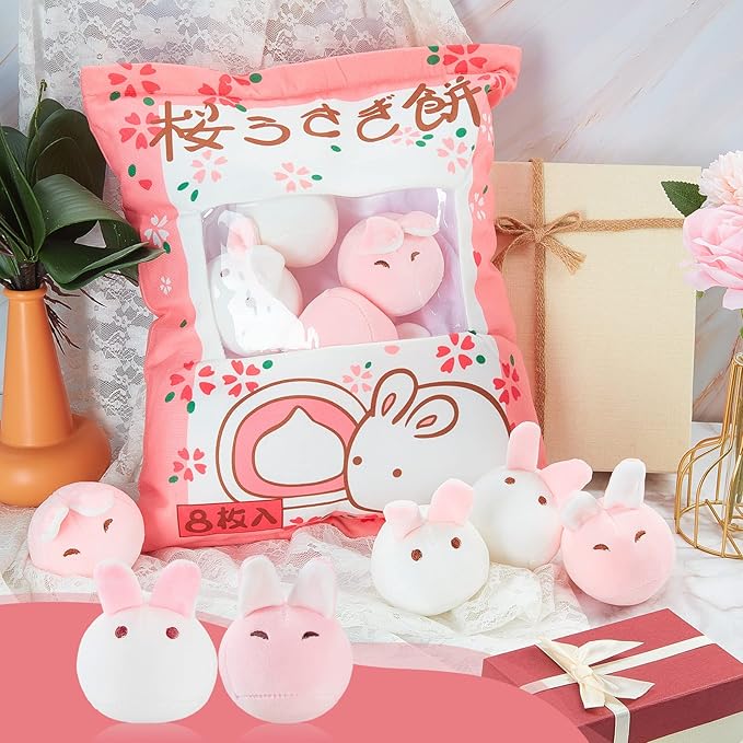 Civaner Cute Plush Pillow Kawaii Room Decor Throw Pillow Removable Stuffed Animal Fluffy Christmas Home Decor Gifts(Bunny)