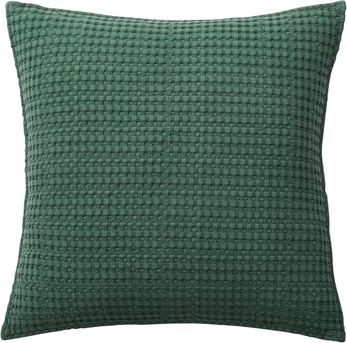 Levtex Home - Mills Waffle - Decorative Pillow - Poly Filled - Forest Green - Sham Size (20 x 20in.)