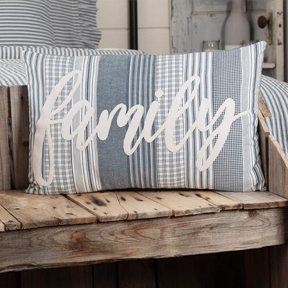 VHC Brands Sawyer Mill Blue Family Decorative Farmhouse Throw Pillow for Sofa, Couch, or Bed 14x22