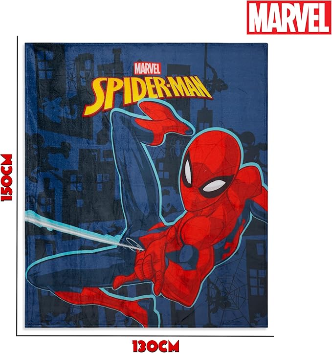 Disney Marvel Spiderman Throw Blanket Soft Fleece Blanket Comforter 59 x 51” (Blue Spiderman)