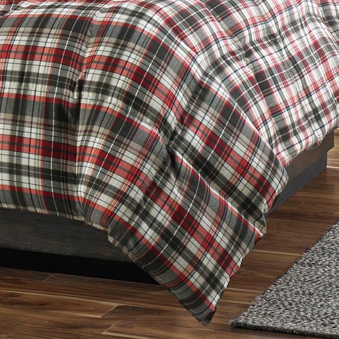 Eddie Bauer - King Comforter Set, Reversible Plaid Alt Down Bedding with Matching Shams, Home Decor for Colder Months (Astoria Red, King)