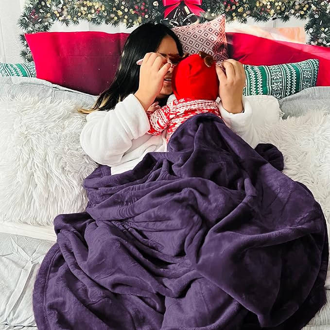 Bedsure GentleSoft Fleece Throw Blanket Purple - 300GSM Blankets for Couch, Sofa, Bed, Soft Lightweight Plush Cozy Throws for Toddlers, 50x60 inches