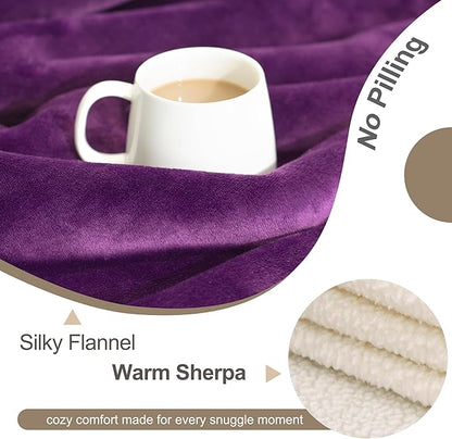 gogobunny Dog Blanket, Waterproof Reversible Sherpa Fleece Throw Blanket, Furniture Cover for Bed, Couch, Sofa Protection from Liquid Pee and Pet Fur of Puppy, Cat (Dark Purple, 30x70 inches)
