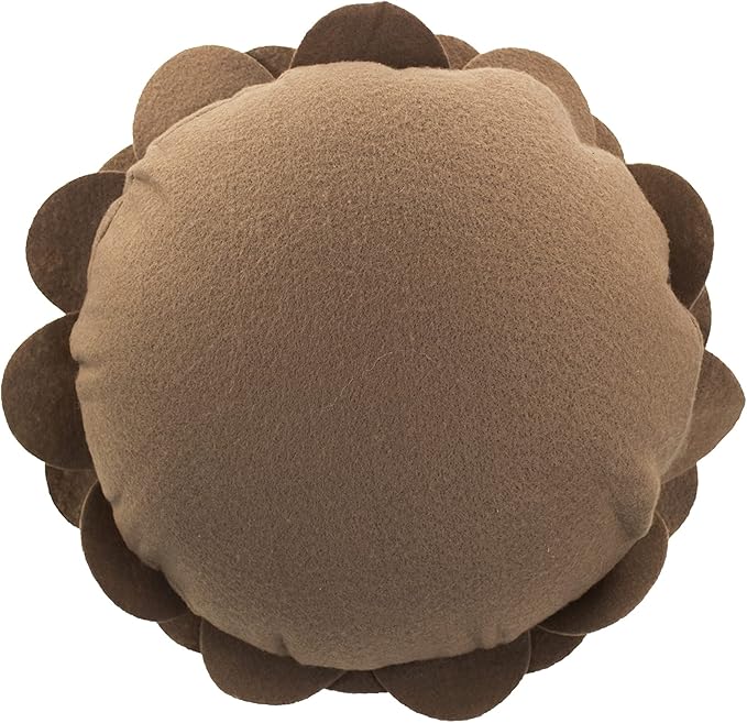 Fennco Styles Eva's Flower Garden Decorative Filled Throw Pillow 13" Round - Mocha Floral Accent Pillow for Home, Couch, Bed, Living Room, Holiday and Office Décor