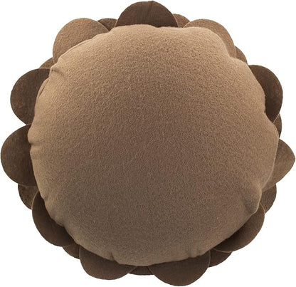 Fennco Styles Eva's Flower Garden Decorative Filled Throw Pillow 13" Round - Mocha Floral Accent Pillow for Home, Couch, Bed, Living Room, Holiday and Office Décor