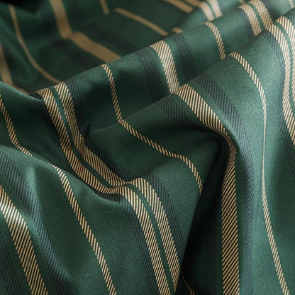 KAREVER Green Stripes Comforter King Vertical Ticking Striped Dark Green Bedding Set Durable Chic and Stylish Bedroom Set