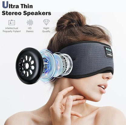 MUSICOZY Sleep Headphones Bluetooth 5.4 Headband Sleeping Eye Mask for Mom Women Men Wireless Music Earbuds Earphones for Side Sleepers Built-in HD Speakers Cool Gadgets Unique Gifts (Light Gray)