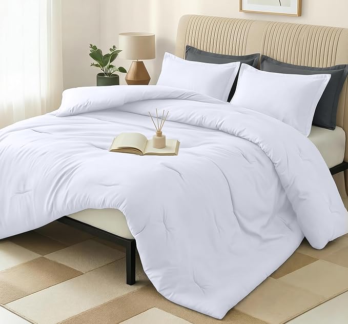 Queen Comforter Set 3 Piece White by Utopia Bedding, Comforters Queen Size, Bedding Comforters Sets, Down Alternative Soft Bed Set, 1 Comforter (88 x 88 inches) 2 Pillow Shams (20 x 26 inches)