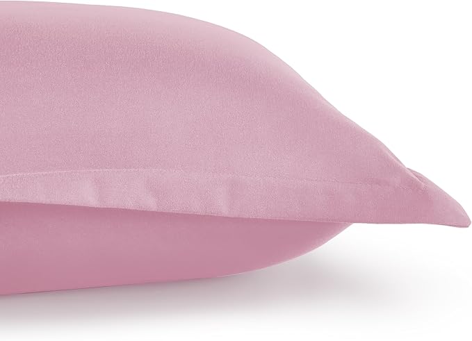 Amazon Basics 2 Piece Soft Microfiber Kid's Comforter and Pillow Sham Set, Twin, Light Pink, Solid (Pack of 4)