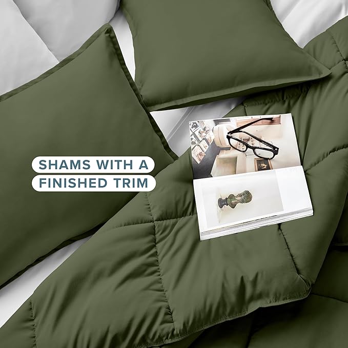 Bare Home Comforter Set - Oversized King Size - Ultra-Soft - Goose Down Alternative - Premium 1800 Series - All Season Warmth (Oversized King, Cypress)
