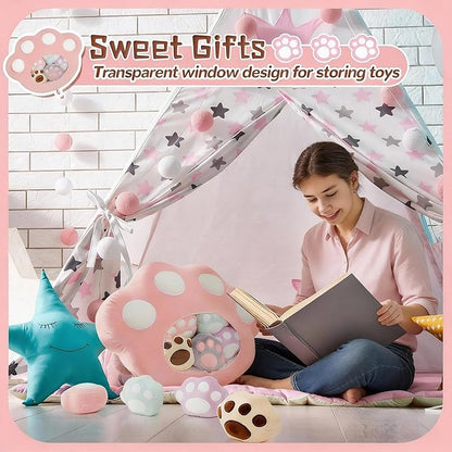 Lewtemi Cute Banana Pillow Kawaii Stuffed Animal Removable Emotional Plush Support Cat Dinosaur Gift for Home Room Positive Decor(Cat Paw)