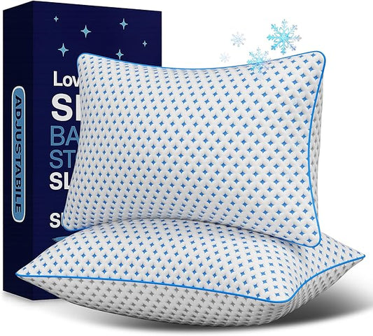 Memory Foam Pillows 2 Pack – Adjustable Loft Cooling Pillows King Size Set of 2 for Sleeping, Firm, Supportive, and Breathable Design for Hot, Side, Back, and Stomach Sleepers