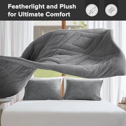 Comfort Spaces Twin Comforter Set Reversible Feather-Soft Plush Comforters for Twin Size Bed All Season Lightweight Shearling Fleece Sherpa Comforter Twin Size Bed Set, Twin/Twin XL, Grey 2 Piece