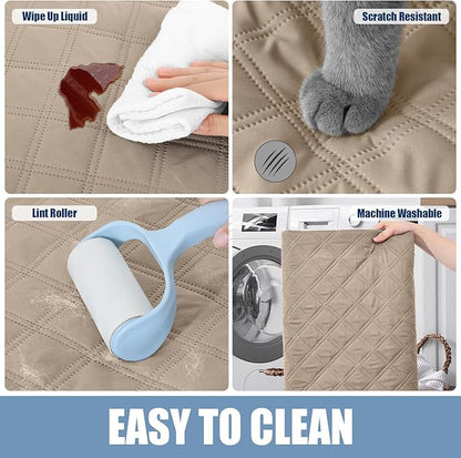 Smiry Waterproof Dog Bed Cover Pet Blanket, Soft Washable Dog Blanket for Furniture Bed Couch Sofa Reversible, Checkered (40"x70", Taupe/Beige)