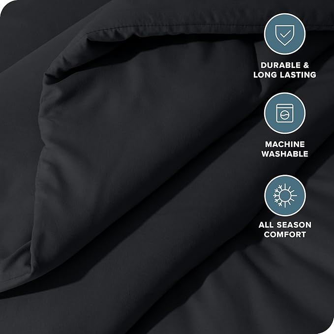 Bare Home Comforter Set - Queen Size - Ultra-Soft - Goose Down Alternative - Premium 1800 Series - All Season Warmth Comforter (Queen, Black)
