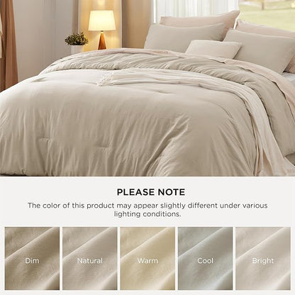 Bedsure California King Comforter Set, Sand Soft Prewashed Bedding for All Seasons, 3 Pieces GentleSoft™ Bed Set, 1 Lightweight Comforter (104"x96") and 2 Pillowcases (20"x36")