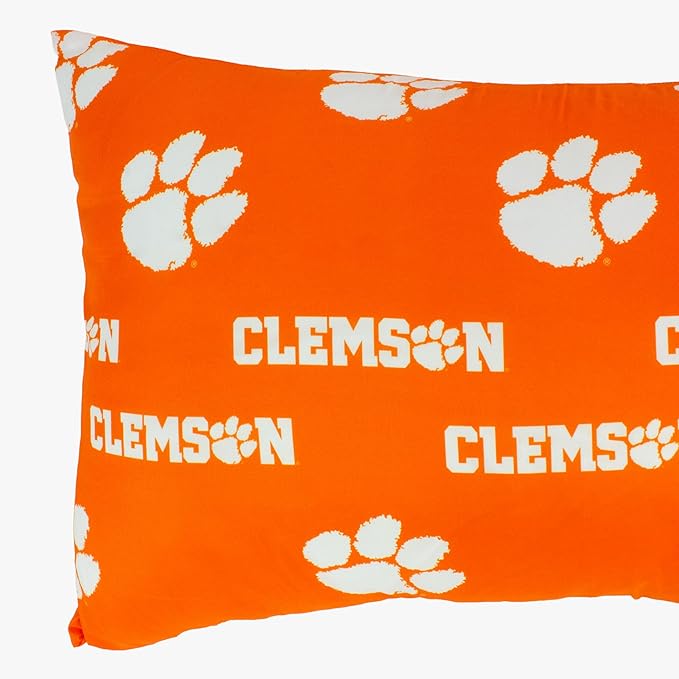 College Covers Everything Comfy Clemson Tigers Pillowcase, Body Pillow, 20" x 60", Includes 1 Pillowcase