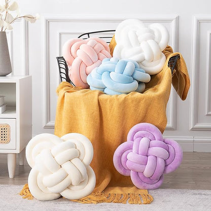 Xiashrk Knot Pillow, Decorative Throw Pillows with Soft Plush for Couch, 12" Knotted Pillows Purple Dorm Room Decor Pillow Ball Cushion for Bed Living Room