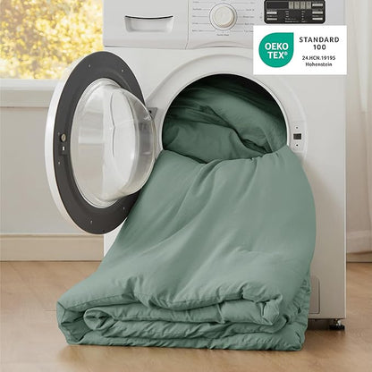 Bedsure Full Comforter Set, Sage Green Soft Prewashed Bedding for All Seasons, 3 Pieces GentleSoft™ Bed Set, 1 Lightweight Comforter (82"x86") and 2 Pillowcases (20"x26")
