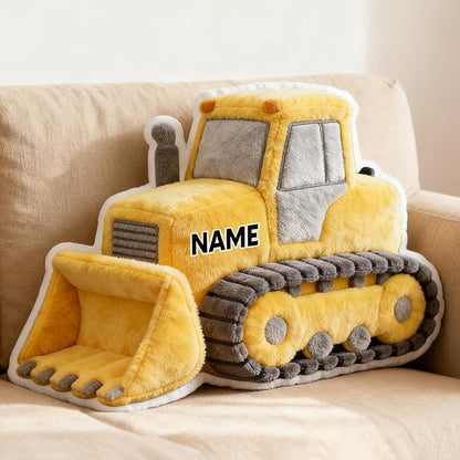 Custom Bulldozer Shaped Pillow Personalized Double-Sided Printed Cute Pillow Customized Christmas Party Commemorative Gift Sofa Decorative for Boys and Girls 8-32in