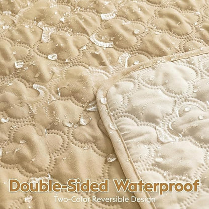 Waterproof Dog Blanket, Couch Cover for Dogs Washable, Reversible Dog Bed Cover, Couch Furniture Protector. (Dark＆Light Beige, 52 X 82 Inch - 1 Pack)