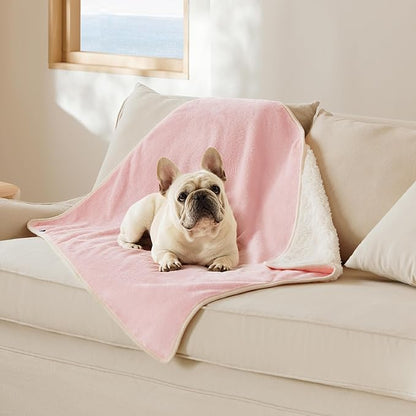 Bedsure Cat Blanket for Indoor Cats - Waterproof Calming Cat Blankets for Couch Protection, Sherpa Fleece Pet Blanket, Soft Plush Reversible Throw Furniture Protector, 40"x30", Pink
