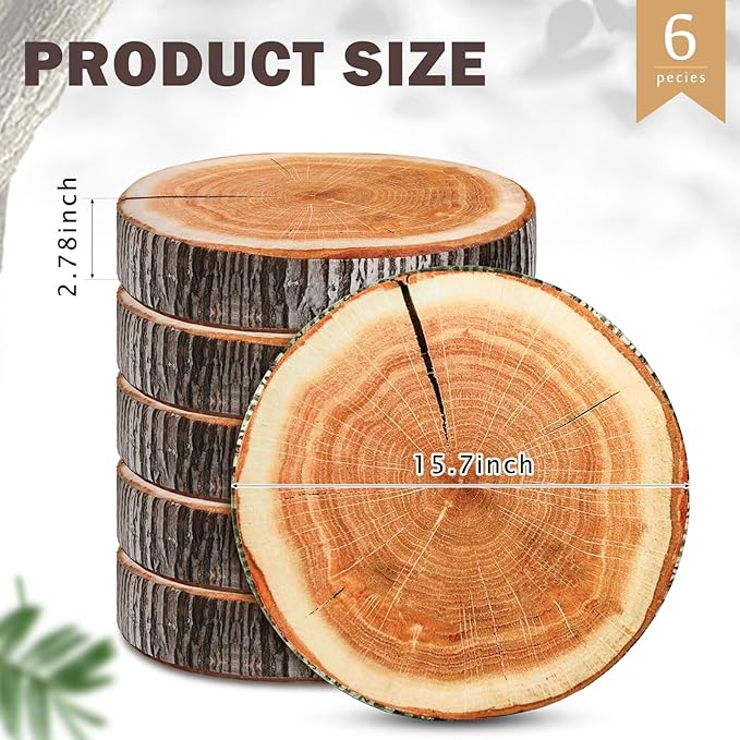 Unittype 6 Pcs Round Throw Pillow Wood Decorative Soft Circle Seating Tree Stump Pillow Floor Cushion Natural Wood Cushion 3D Digital Printing Forest Decor for Bedroom Living Room (Realistic)