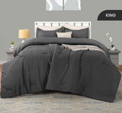 King Comforter Set 3 Piece Grey by Utopia Bedding, Comforters King Size, Bedding Comforters Sets, Down Alternative Soft Bed Set, 1 Comforter (90 x 102 inches) 2 Pillow Shams (20 x 36 inches)