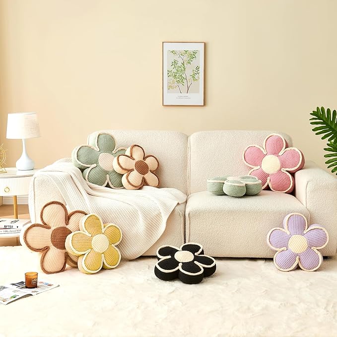 Pink Flower Shaped Pillow,13.7'' Flower Throw Pillow Floor Cushion for Sofa Couch Bed,Soft Daisy Pillow Decorative Throw Pillow Seating Cushion for Home Decor