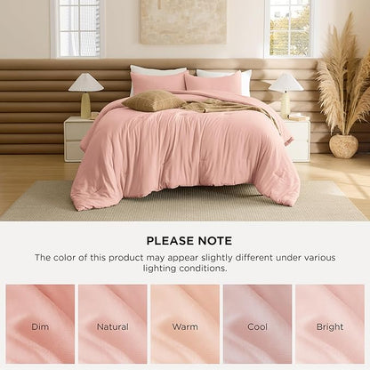 Bedsure Twin/Twin XL Comforter Set, Blush Pink Prewashed Bedding for All Seasons, 2 Pieces GentleSoft™ Warm Down Alternative Bed Set, 1 Lightweight Comforter (68"x88") and 1 Pillowcase (20"x26")