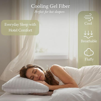Threadmill Bed Pillows Queen Size Set of 2 | Soft Down Alternative Cooling Bed Pillow for Sleeping | Soft Pillows for Bed | 20x30 Hotel Pillow, Queen Pillows 2 Pack for Back, Stomach or Side Sleepers