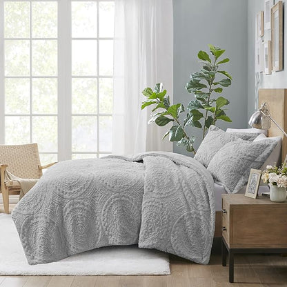 Madison Park Ultra Soft Luxury Premium Plush Comforter Mini Modern All Season Down Alternative Bedding Set with Matching Sham, King, Grey
