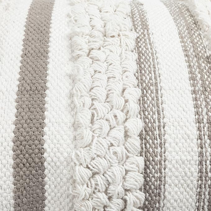 Lush Decor Bria Stripe Decorative Throw Pillow Cover, 20" W x 13" L, Neutral - Rectangle Pillow Cover - Throw Pillows For Bed, Couch, Or Chair