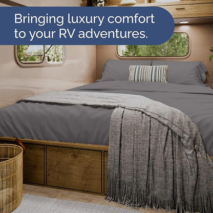 Short Queen RV Size 4 Piece Sheet Set - Comfy Breathable & Cooling Bed Sheets Set - Hotel Luxury Bedding for Women, Men, Kids, Teens, Boys & Girls - Deep Pockets & Ultra-Soft - Oeko-Tex - Dark Grey