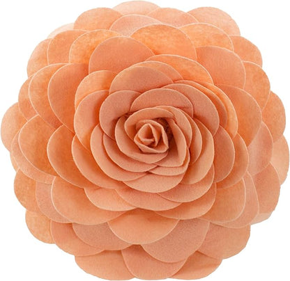 Fennco Styles Eva's Flower Garden Decorative Filled Throw Pillow 13" Round - Peach Floral Accent Pillow for Home, Couch, Bed, Living Room, Holiday and Office Décor