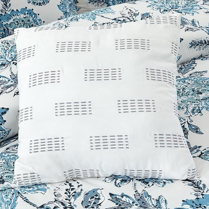 Modern Threads 5-Piece Printed Comforter Set, Athenas King in White and Teal – Soft Comforter, 2 Pillow Shams, and 2 Decorative Pillows