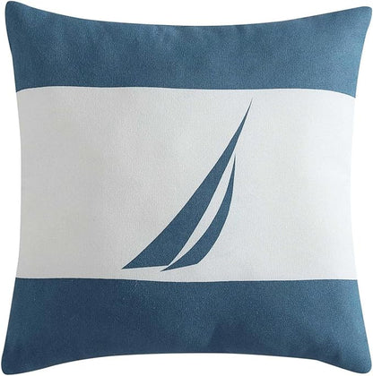 Nautica - Queen Comforter Set, Soft Woven Bedding with a Lightweight for Year Round Comfort, 5 Piece Bed Set with Matching Pillowcases & Bonus Throw Pillows (Colton Blue)