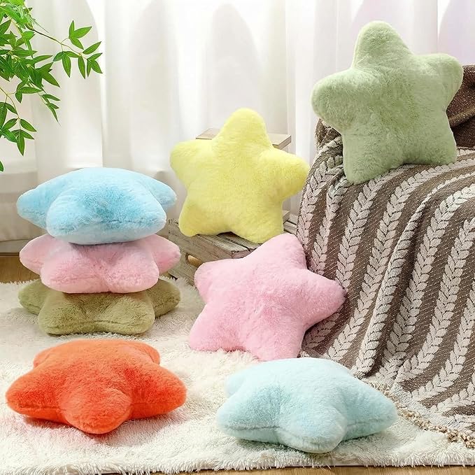 8 Pack Star Shaped Throw Pillow Gifts Decorations Mix Various Color Star Plush for Bed Sofa Cute Throw Pillow Plush for Floor Room Sleepover Bedroom Living Room(Classic)