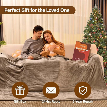 Bearhug Electric Blanket Full Size 77" x 84", Velvet & Sherpa Heated Blanket, 10 Heating Levels & 1-12H Auto Off, Over-Heat Protect, ETL, Machine Washable